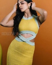 Ravishing Hottie Malavika Mohanan in a Yellow Knitted Maxi Dress Photos 04