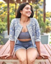 Ravishing Regina Cassandra in a Light Blue Bralette Top and Shorts Photos 01