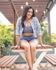 Ravishing Regina Cassandra in a Light Blue Bralette Top and Shorts Photos 02