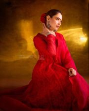 Ravishing Tamannaah Bhatia in a Red Anarkali Set at Odela 2 Promotions Photos 05
