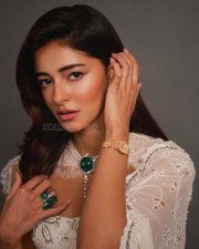 Regal Beauty Ananya Panday in a Manish Malhotra White Lace Saree and Corset Blouse with a Lace Cape Pictures 02