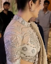 Resplendent Actress Kajal Agarwal in a Ivory embroidered sequin saree Photos 02