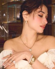 Romantic Tamannaah Bhatia in a Cream Off Shoulder Dress Pictures 02