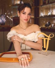 Romantic Tamannaah Bhatia in a Cream Off Shoulder Dress Pictures 04