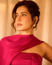 Rowdy and Co Actress Raashi Khanna in a Two Piece One Shoulder Buttoned Down Top with a Matching Skirt Photos 07