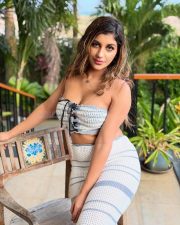 Sakalakala Valli Yashika Aannand in a Beach Striped Crochet Bandeau Style Tie Up Crop Top with a Crochet Maxi Skirt Photos 02
