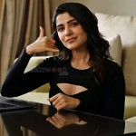 Samantha Black Dress Laptop Photoshoot Pictures