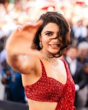 Samantha Ruth Prabhu in a Red Sequin Embroidered Saree and Blouse Photos 03