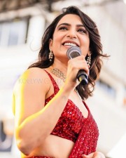 Samantha Ruth Prabhu in a Red Sequin Embroidered Saree and Blouse Photos 04