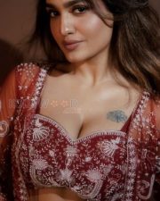 Saniya Iyappan Cleavage in a Lehenga Choli Photos 02