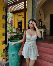 Seductive Malavika Mohanan Cleavage in a Sleeveless Star Print Short Skirt Photos 03 Seductive Malavika Mohanan Cleavage in a Sleeveless Star Print Short Skirt Photos 03
