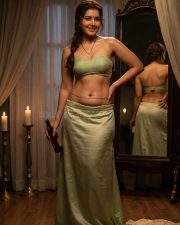 Seductive Raashi Khanna Navel in a Light Sage Green Saree with a Strapless Blouse Photos 01