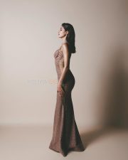 Sensual Ananya Panday in a Metallic Rose Bodycon Gown Photos 03