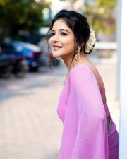 Sexy Actress Sakshi Agarwal in Violet Saree Photoshoot Pictures 01