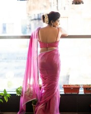 Sexy Actress Sakshi Agarwal in Violet Saree Photoshoot Pictures 03