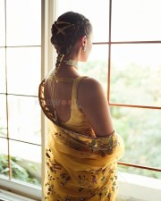 Sexy Alia Bhatt in a Yellow Floral Saree Photos 02
