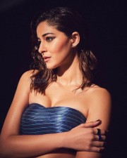 Sexy Ananya Panday in a Blue Tube Top Photos 01