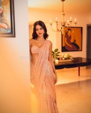 Sexy Ananya Panday in a Sequin Saree with a Sleeveless Blouse Pictures 01