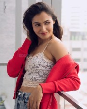 Sexy Andreah Jeremiah in a Lace Bralette and Red Jacket Photos 02