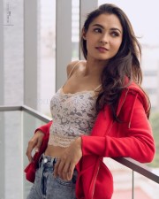 Sexy Andreah Jeremiah in a Lace Bralette and Red Jacket Photos 04