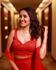 Sexy Anikha Surendran in a Red Bralette and Matching Gown Photos 02