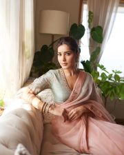 Sexy Beautiful Raashi Khanna in a Pastel Saree at Waves Summit 2025 Photos 08