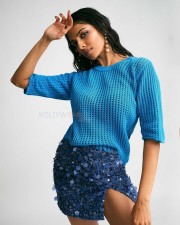 Sexy Bombshell Malavika Mohanan Blue Mini Skirt Photoshoot Photos 01