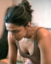 Sexy Deepika Padukone in a Brown Scoop Neck Tank Top Pictures 02