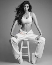 Sexy Disha Patani in a Black and White Calvin Klein Sports Bra Photos 02