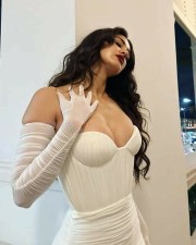 Sexy Disha Patani in a White Corset Dress Photos 01