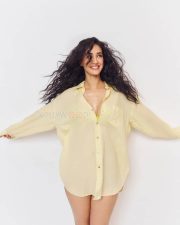 Sexy Disha Patani in a Yellow Oversized Shirt and Bikini Photos 01
