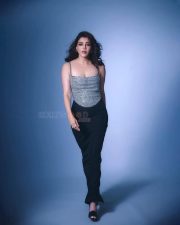 Sexy Hot Kajal Aggarwal in a Silver Sleeveless Crop Top and Black Skirt Pictures 08