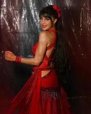 Sexy Jacqueline Fernandez in a Red Belly Dancing Outfit Pictures 02