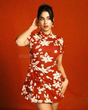 Sexy Janhvi Kapoor in a Red Floral Miu Miu Mini Dress Pictures 05