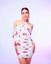 Sexy Kriti Sanon in a Floral White Mini Dress Photos 03