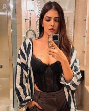 Sexy Malavika Mohanan Mirror Selfie in a Black Corset and Striped Shirt Photos 01 Sexy Malavika Mohanan Mirror Selfie in a Black Corset and Striped Shirt Photos 01