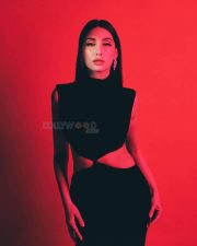 Sexy Nora Fatehi in a Velvet Front Cut Out Dress for Principle Magazine Photos 01