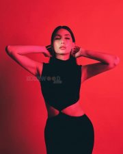 Sexy Nora Fatehi in a Velvet Front Cut Out Dress for Principle Magazine Photos 02