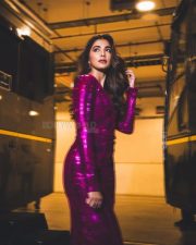 Sexy Pooja Hegde in a Dark Pink Embellished Long Dress Photos 01 Sexy Pooja Hegde in a Dark Pink Embellished Long Dress Photos 01
