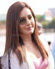 Sexy Raashi Khanna in a Pink Crop Top and White Hoodie Photos 03