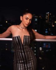 Sexy Rakul Preet Singh in a Black and White Bodycon Dress Photos 06
