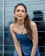 Sexy Rakul Preet Singh in a Denim Strapless Top with Cargo Pants Photos 01 Sexy Rakul Preet Singh in a Denim Strapless Top with Cargo Pants Photos 01