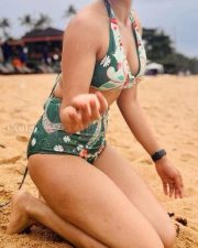 Sexy Rakul Preet Singh in a Two Piece Olive Green Swimsuit Pictures 02