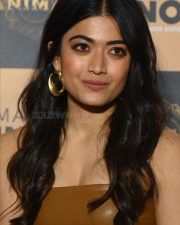 Sexy Rashmika Mandanna in a Chocolate Colored Leather Mini Dress Photos 04