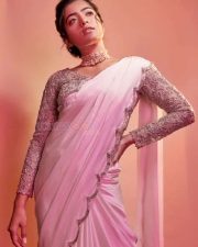 Sexy Rashmika Mandanna in a Pink Saree Photoshoot Pictures 02