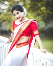 Sexy Sakshi Agarwal in White Saree with Red Border Photos 02