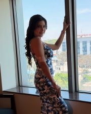 Sexy Sakshi Agarwal in a Floral Printed Bodycon Dress with Spaghetti Strap Photos 02