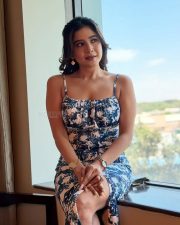 Sexy Sakshi Agarwal in a Floral Printed Bodycon Dress with Spaghetti Strap Photos 05