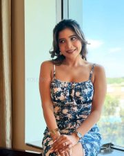 Sexy Sakshi Agarwal in a Floral Printed Bodycon Dress with Spaghetti Strap Photos 06