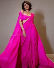 Sexy Samantha Ruth Prabhu in a Bright Pink Saree with Bralette Style Blouse Photos 01